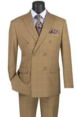 Vinci Men's 2 Piece Modern Windowpane Suit Fit for Any Occasion