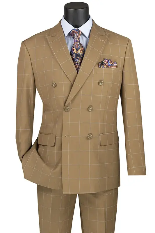 Vinci Men's 2 Piece Modern Windowpane Suit Fit for Any Occasion