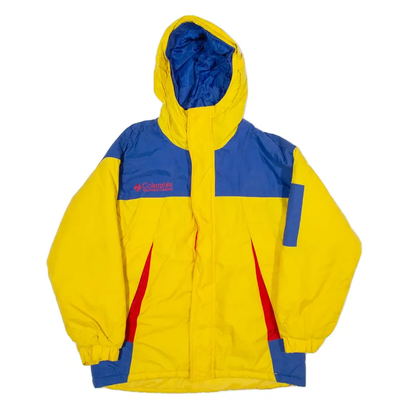 COLUMBIA Boys Puffer Jacket Yellow Hooded M