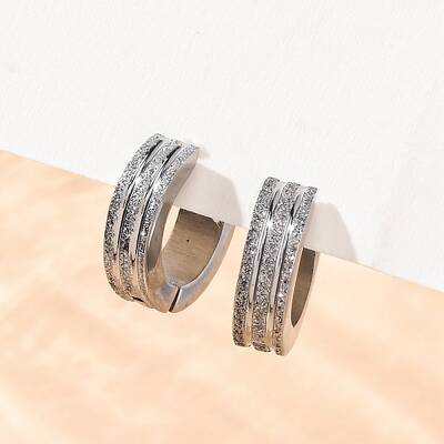 Sand Flash 304 Stainless Steel Hoop Earrings for Women