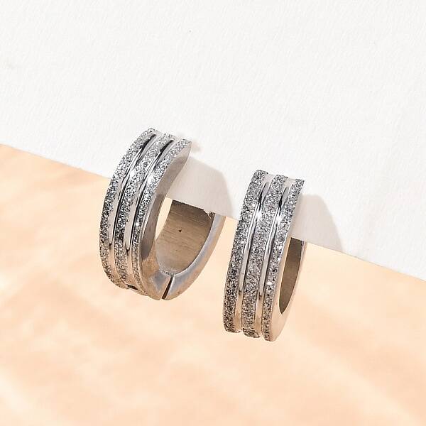 Sand Flash 304 Stainless Steel Hoop Earrings for Women