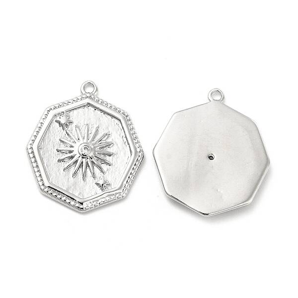 Brass with Micro Pave Clear Cubic Zirconia Pendants