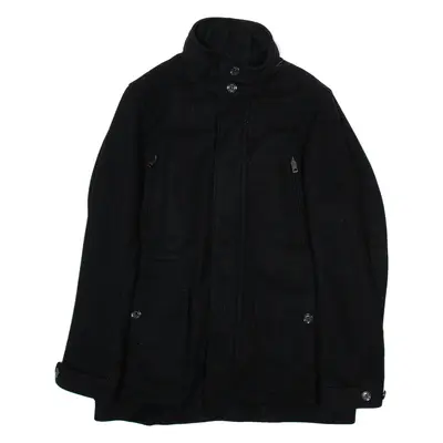 BURBERRY Mens Overcoat Coat Black Wool L