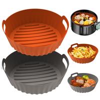 MECHEER 2 Pack Silicone Round Air Fryer Liners 3-5 QT 7.7 Inch, Reusable Nonstick Air Fryer Basket Mat for Kitchen Accessorie...