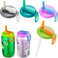 Can Lid with Straw, 4 Counts/set Reusable Can Lid with Straw, Drinkware Accessories for Can Beverage, Beer, Juice, Soda Bottl...