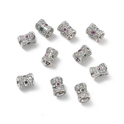 Brass Micro Pave Cubic Zirconia Beads