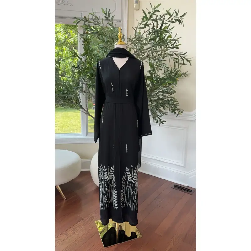 Black Floral Luxe Abaya
