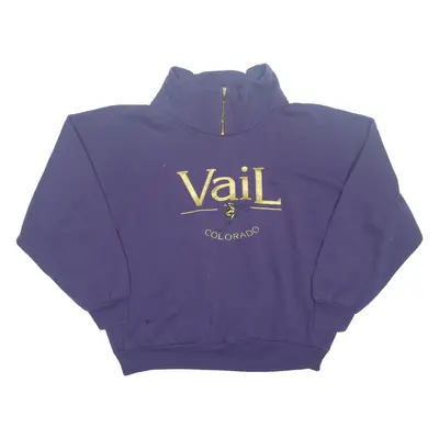 TT&CO SPORT Vail Colorado Womens Sweatshirt Purple 1/4 Zip USA L