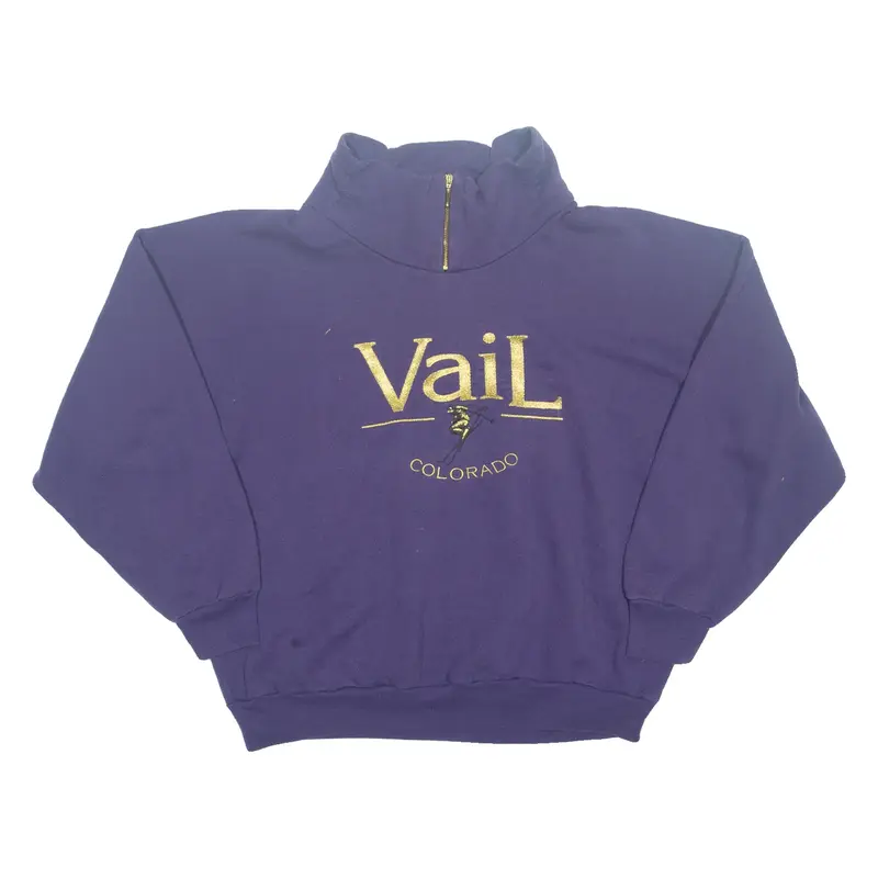 TT&CO SPORT Vail Colorado Womens Sweatshirt Purple 1/4 Zip USA L