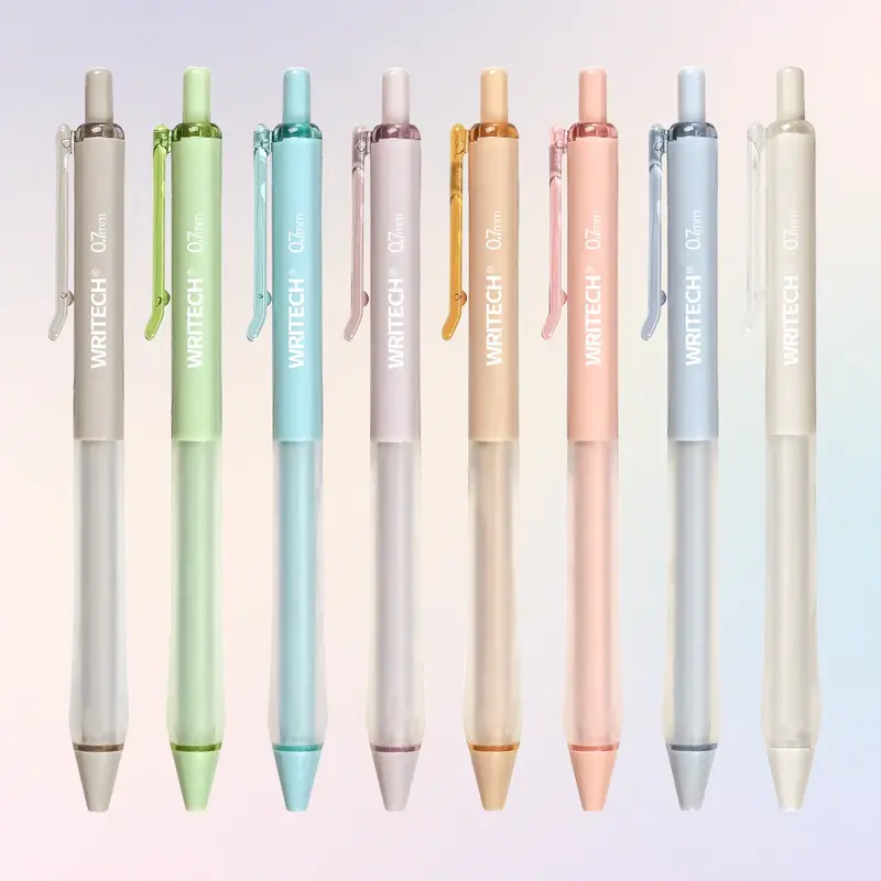 WRITECH Gel Ink Retractable Pens 0.7mm Fine Point, Black Ink, Refillable Clickable Pen Set for Writing Journaling,  Smudge-Pr...