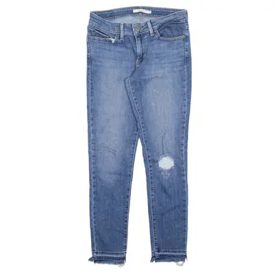 LEVI'S 711 Distressed Jeans Blue Denim Slim Skinny Stone Wash Womens W27 L27