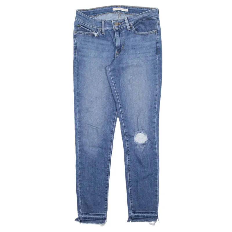 LEVI'S 711 Distressed Jeans Blue Denim Slim Skinny Stone Wash Womens W27 L27