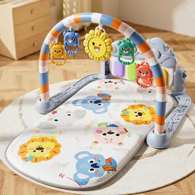 Baby Play Mat with Music Piano Keyboard, Interactive Play Mat with Moon Night Lights, Fun Gym Toy
