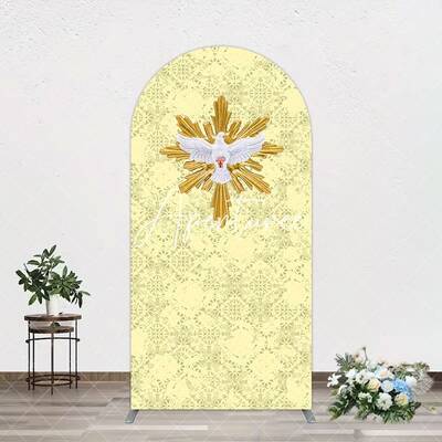 Aperturee Holy White Pigeon Gold Pastor Day Arch Backdrop, 1.6X4FT(0.5X1.2M), 38.18 USD, arch backdrop kit, YMGD9M30-A