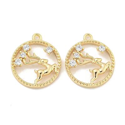 Brass Micro Pave Clear Cubic Zirconia Pendants
