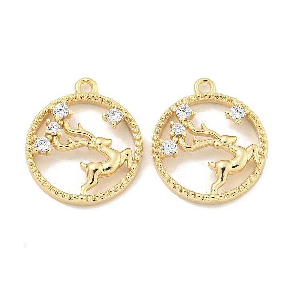 Brass Micro Pave Clear Cubic Zirconia Pendants