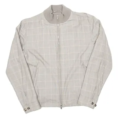 LORO PIANA Mens Bomber Jacket Grey Cashmere Check S