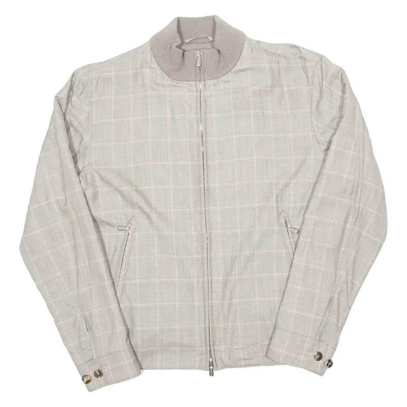 LORO PIANA Mens Bomber Jacket Grey Cashmere Check S