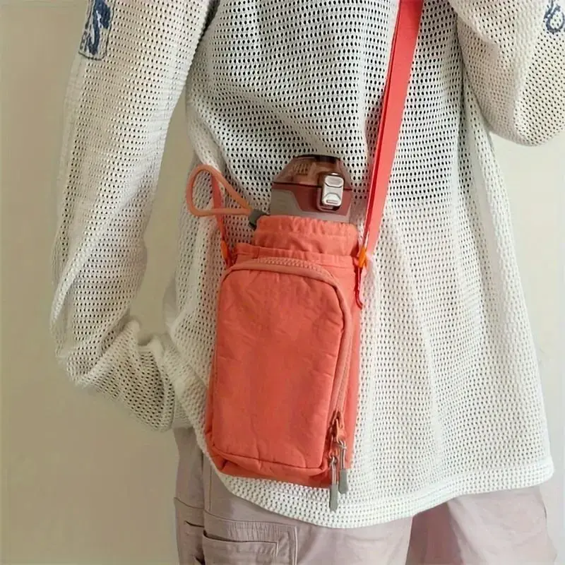 Outdoor Sports Zip Up Water Bottle Bag, Modern Pastel Crossbody Water Bottle Holder, Sports Duffel Bag for Outdoor Travel, Mo...