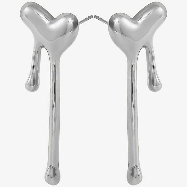 1 Pair Stylish Heart Tassel 304 Stainless Steel Stud Earrings for Women