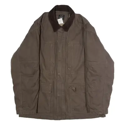 LAKIN MCKEY Sherpa Lined Mens Chore Coat Brown Canvas L