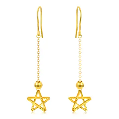18K Gold Star Drop Earrings