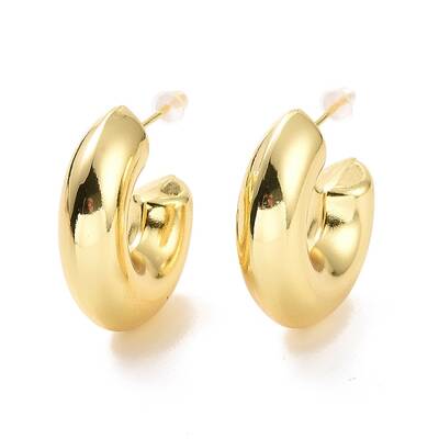 Brass C-shape Stud Earrings