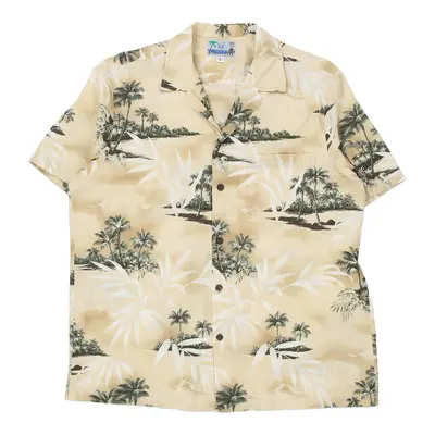 Rjc Graphic Hawaiian Shirt - Large Beige Cotton Blend