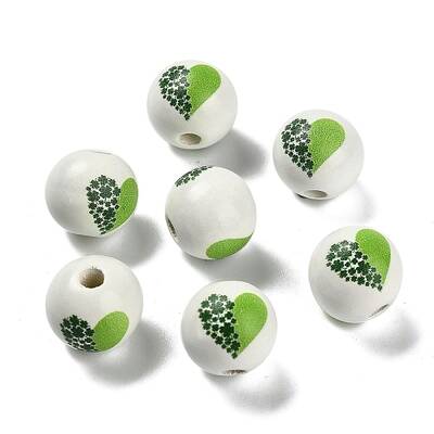 St. Patrick's Day Series Printed Schima Wood European Beads