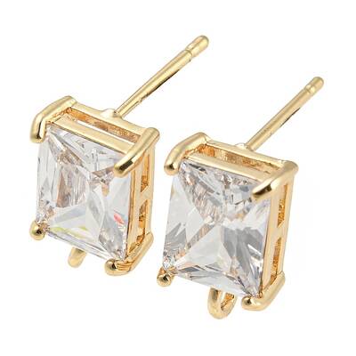 Brass with Cubic Zirconia Stud Earring Findings
