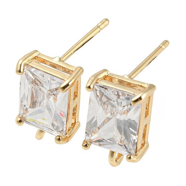 Brass with Cubic Zirconia Stud Earring Findings