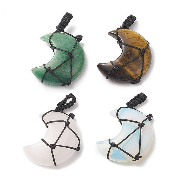 Nylon Cord Braided Natural & Synthetic Mixed Gemstone Pendants