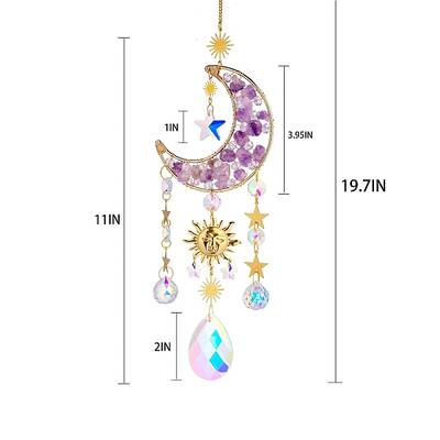 Glass & Amethyst Nuggets Moon Pendant Decorations