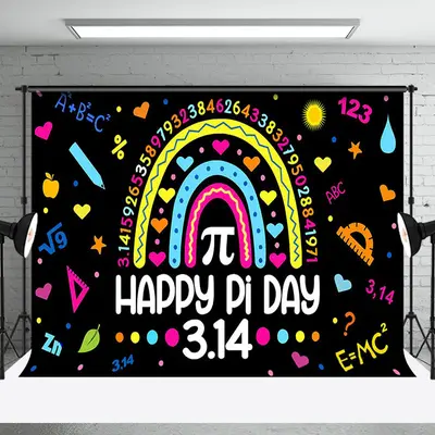 Aperturee Mathematical Formula Rainbow Happy Pi Day Backdrop, 3X2FT(1MX0.6M), 14 USD, ZHF342A-M, commemorative backdrops