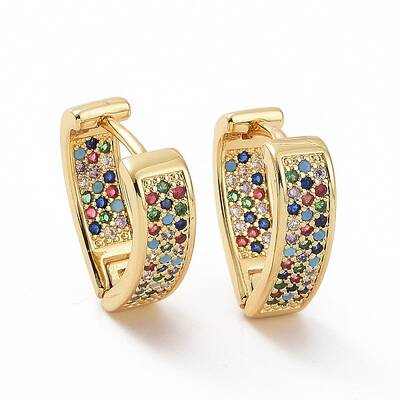 Colorful Cubic Zirconia Teardrop Hoop Earrings