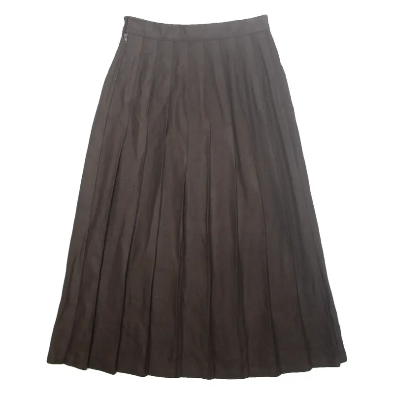 STEPHANIE ANDREWS Womens Pleated Skirt Brown Long Wool UK 8