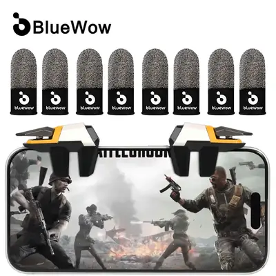 BlueWow Mobile Game Trigger, Mobile Game Controller 6 fingers for iPhone & Android,  Enhanced Grip & Stability, Instant Respo...