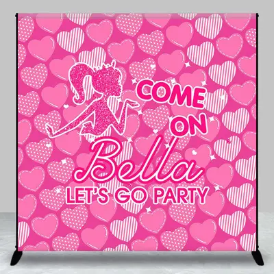 Assorted Pink Heart Custom Birthday Party Backdrop - Aperturee