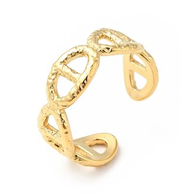 Ion Plating(IP) 304 Stainless Steel Oval Buckle Open Cuff Ring for Men Women