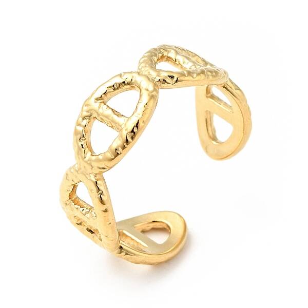 Ion Plating(IP) 304 Stainless Steel Oval Buckle Open Cuff Ring for Men Women