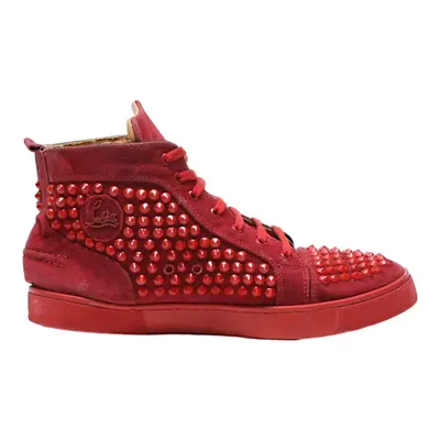 CHRISTIAN LOUBOUTIN High Top Trainers Red Synthetic Mens UK 7.5