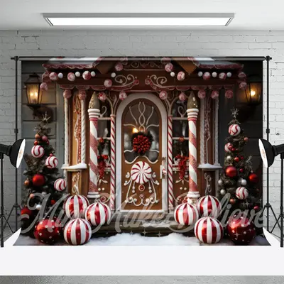 Christmas Tree Candy House Photography Backdrop - Aperturee