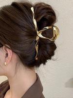 Women's Elegant Texture Metal Design Hair Claw, Minimalist Trendy Hair Claw Clip, Fashionable Vintage Hair Accessories for Da...