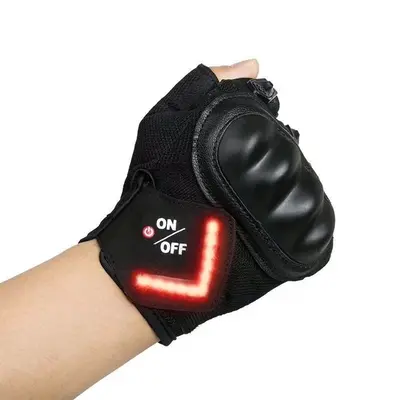 Turning Automatic Induction Turn Signal Gloves Warning Light Gloves | Color: Black | Size: M