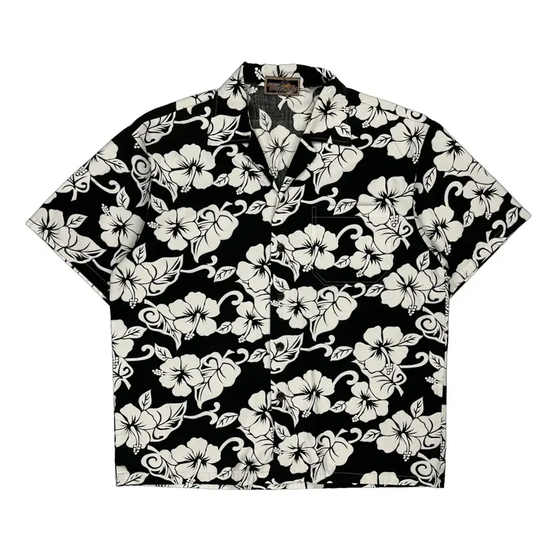 Unbranded Hawaiian Shirt - 2XL Black & White Cotton