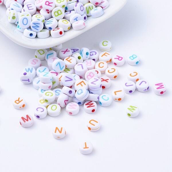 Acrylic Horizontal Hole Letter Beads