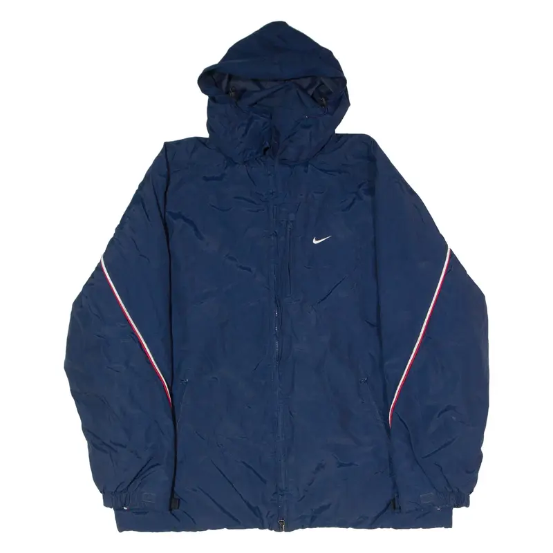 NIKE Insulated Mens Coat Blue Hooded XL