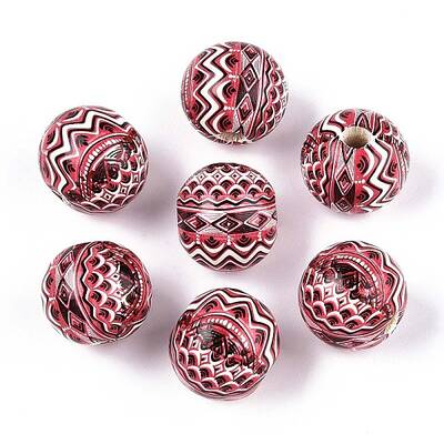 Bohemian Style Printed Schima Wood Beads