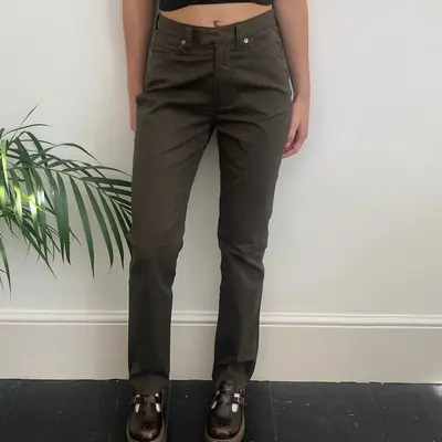 Dolce & Gabbana Pinstripe Trousers - 27W UK 8 Khaki Cotton Blend