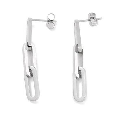 Tarnish Resistant 304 Stainless Steel Oval Dangle Stud Earrings for Women